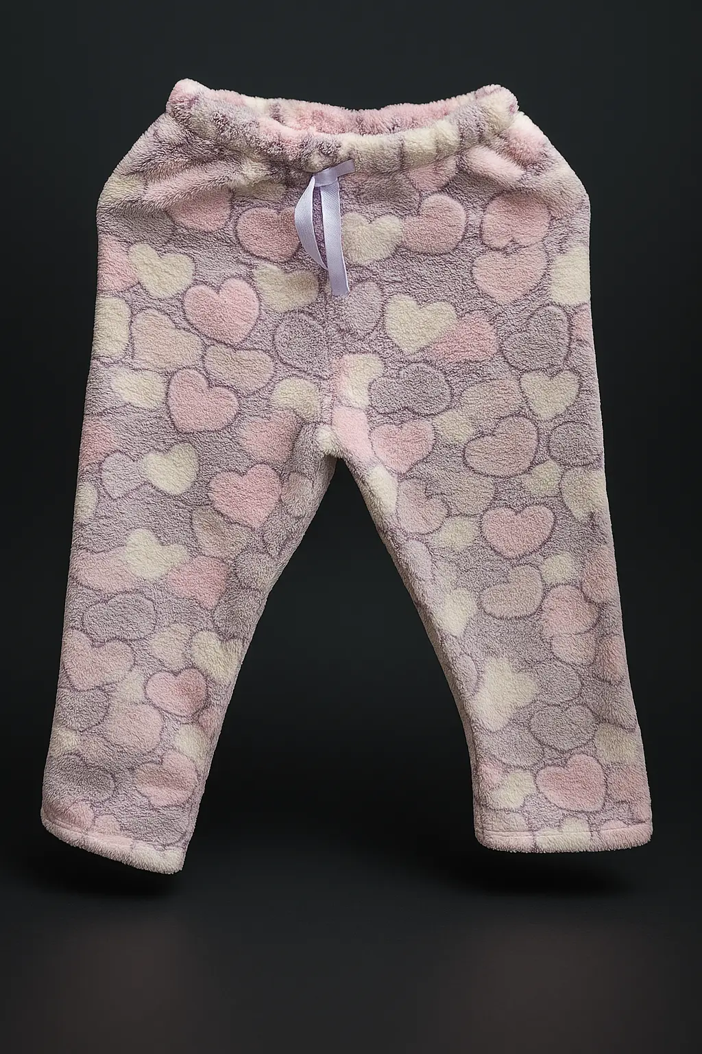 Pantalón de pijama luminoso de nena con estampado de corazones.